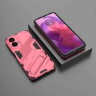 For Motorola Moto G24 4G Punk Armor 2 in 1 PC + TPU Phone Case with Holder(Light Red) - 2