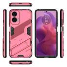 For Motorola Moto G24 4G Punk Armor 2 in 1 PC + TPU Phone Case with Holder(Light Red) - 3