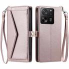 For Xiaomi 13T / 13T Pro Wallet Multi-card Slot Leather Phone Case with Lanyard(Rose Gold) - 1