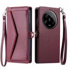 For Xiaomi 14 Ultra 5G Wallet Multi-card Slot Leather Phone Case with Lanyard(Wine Red) - 1