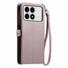 For Xiaomi Poco F6 Pro Wallet Multi-card Slot Leather Phone Case with Lanyard(Rose Gold) - 3