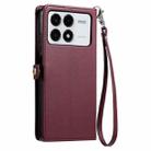 For Xiaomi Poco F6 Pro Wallet Multi-card Slot Leather Phone Case with Lanyard(Wine Red) - 3