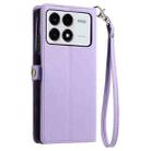 For Xiaomi Poco F6 Pro Wallet Multi-card Slot Leather Phone Case with Lanyard(Purple) - 3