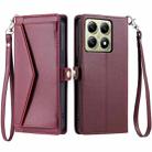 For Xiaomi 14T Wallet Multi-card Slot Leather Phone Case with Lanyard(Wine Red) - 1