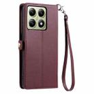 For Xiaomi 14T Wallet Multi-card Slot Leather Phone Case with Lanyard(Wine Red) - 3