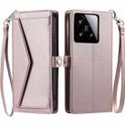 For Xiaomi 15 Wallet Multi-card Slot Leather Phone Case with Lanyard(Rose Gold) - 1