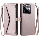 For Xiaomi 15 Pro Wallet Multi-card Slot Leather Phone Case with Lanyard(Rose Gold) - 1