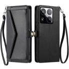 For Xiaomi 15 Pro Wallet Multi-card Slot Leather Phone Case with Lanyard(Black) - 1