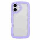 For iPhone 16 Plus Candy Color Wave TPU Clear PC Phone Case(Purple) - 1