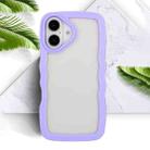 For iPhone 16 Plus Candy Color Wave TPU Clear PC Phone Case(Purple) - 3