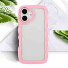 For iPhone 16 Plus Candy Color Wave TPU Clear PC Phone Case(Pink) - 3