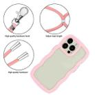 For iPhone 16 Pro Max Candy Color Wave TPU Clear PC Phone Case with Lanyard(Pink) - 2