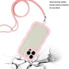 For iPhone 16 Pro Max Candy Color Wave TPU Clear PC Phone Case with Lanyard(Pink) - 3