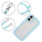 For iPhone 16 Plus Candy Color Wave TPU Clear PC Phone Case with Lanyard(Blue) - 2