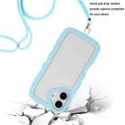 For iPhone 16 Plus Candy Color Wave TPU Clear PC Phone Case with Lanyard(Blue) - 3