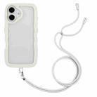 For iPhone 16 Plus Candy Color Wave TPU Clear PC Phone Case with Lanyard(White) - 1