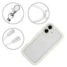 For iPhone 16 Plus Candy Color Wave TPU Clear PC Phone Case with Lanyard(White) - 2