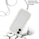 For iPhone 16 Plus Candy Color Wave TPU Clear PC Phone Case with Lanyard(White) - 3