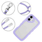 For iPhone 16 Plus Candy Color Wave TPU Clear PC Phone Case with Lanyard(Purple) - 2