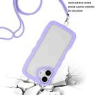 For iPhone 16 Plus Candy Color Wave TPU Clear PC Phone Case with Lanyard(Purple) - 3