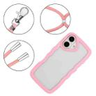 For iPhone 16 Plus Candy Color Wave TPU Clear PC Phone Case with Lanyard(Pink) - 2