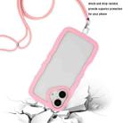 For iPhone 16 Plus Candy Color Wave TPU Clear PC Phone Case with Lanyard(Pink) - 3