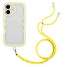 For iPhone 16 Plus Candy Color Wave TPU Clear PC Phone Case with Lanyard(Yellow) - 1