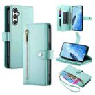 For Samsung Galaxy M35 Nine Card-slot Zipper Wallet Bag Leather Phone Case(Mint Green) - 1