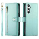 For Samsung Galaxy M35 Nine Card-slot Zipper Wallet Bag Leather Phone Case(Mint Green) - 2