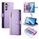 For Samsung Galaxy M35 Nine Card-slot Zipper Wallet Bag Leather Phone Case(Purple) - 1