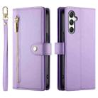 For Samsung Galaxy M35 Nine Card-slot Zipper Wallet Bag Leather Phone Case(Purple) - 2