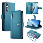 For Samsung Galaxy M35 Nine Card-slot Zipper Wallet Bag Leather Phone Case(Blue) - 1