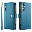 For Samsung Galaxy M35 Nine Card-slot Zipper Wallet Bag Leather Phone Case(Blue) - 2