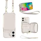 For iPhone 16 Plus Crossbody Zipper Wallet Bag Leather Phone Case with Lanyard(White) - 1