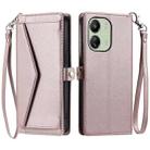 For Redmi 13C 4G / 5G Wallet Multi-card Slot Leather Phone Case with Lanyard(Rose Gold) - 1