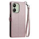 For Redmi 13C 4G / 5G Wallet Multi-card Slot Leather Phone Case with Lanyard(Rose Gold) - 3