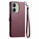 For Redmi 13C 4G / 5G Wallet Multi-card Slot Leather Phone Case with Lanyard(Wine Red) - 3