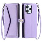 For Redmi 12 5G / 12 4G Wallet Multi-card Slot Leather Phone Case with Lanyard(Purple) - 1