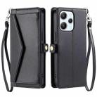 For Redmi 12 5G / 12 4G Wallet Multi-card Slot Leather Phone Case with Lanyard(Black) - 1