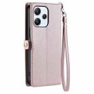 For Redmi Note 12R Wallet Multi-card Slot Leather Phone Case with Lanyard(Rose Gold) - 3