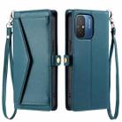 For Redmi 11A 4G Global Wallet Multi-card Slot Leather Phone Case with Lanyard(Green) - 1