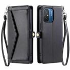 For Redmi 11A 4G Global Wallet Multi-card Slot Leather Phone Case with Lanyard(Black) - 1