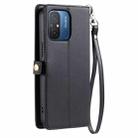 For Redmi 11A 4G Global Wallet Multi-card Slot Leather Phone Case with Lanyard(Black) - 3
