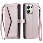 For Redmi Note 13 4G Global Wallet Multi-card Slot Leather Phone Case with Lanyard(Rose Gold) - 1