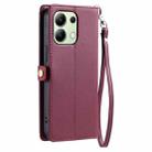 For Redmi Note 13 4G Global Wallet Multi-card Slot Leather Phone Case with Lanyard(Wine Red) - 3