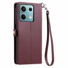 For Redmi Note 13 5G Global Wallet Multi-card Slot Leather Phone Case with Lanyard(Wine Red) - 3