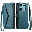 For Redmi Note 13 5G Global Wallet Multi-card Slot Leather Phone Case with Lanyard(Green) - 1