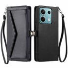 For Redmi Note 13 5G Global Wallet Multi-card Slot Leather Phone Case with Lanyard(Black) - 1