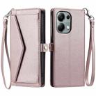 For Redmi Note 13 Pro 4G Global Wallet Multi-card Slot Leather Phone Case with Lanyard(Rose Gold) - 1