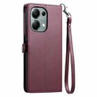 For Redmi Note 13 Pro 4G Global Wallet Multi-card Slot Leather Phone Case with Lanyard(Wine Red) - 3